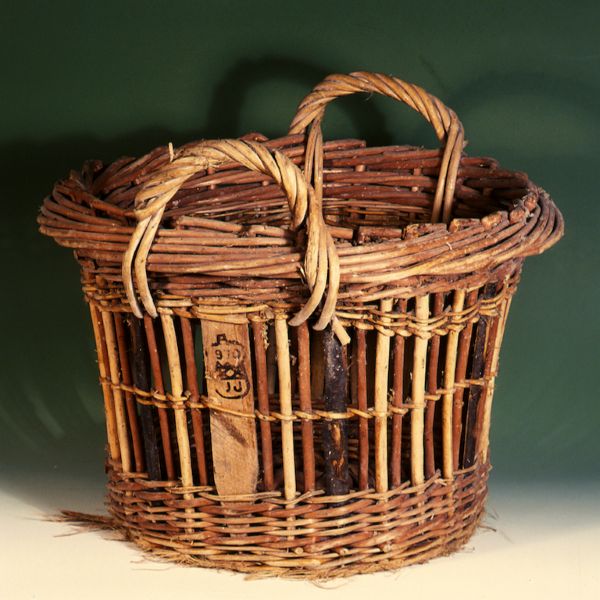 wicker basket with straight sides and handles